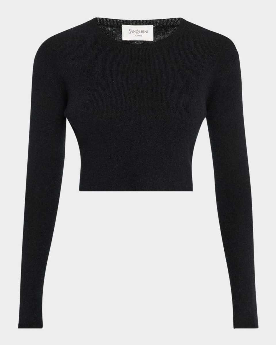 Bow Cutout Crop Cashmere Sweater